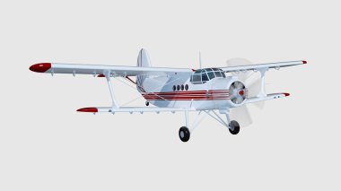 eski retro bi uçak beyaz izole et. 3D render