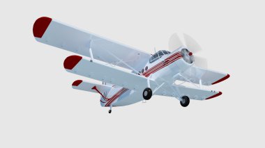 eski retro bi uçak beyaz izole et. 3D render