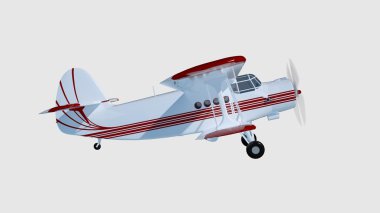 eski retro bi uçak beyaz izole et. 3D render