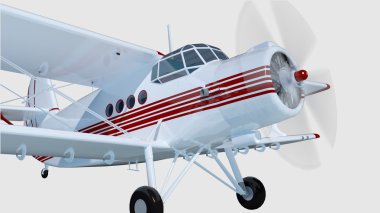 eski retro bi uçak beyaz izole et. 3D render