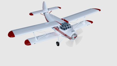 eski retro bi uçak beyaz izole et. 3D render