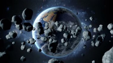 uçan asteroit, göktaşı Dünya'ya. Dış uzaya. Armageddon