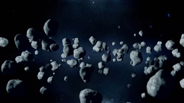 Asteroide volador, meteorito a la Tierra. espacio exterior. Armagedón — Vídeo de stock