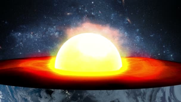 Nucleo terrestre. struttura interna con strati geologici. Animazione realistica 3d . — Video Stock