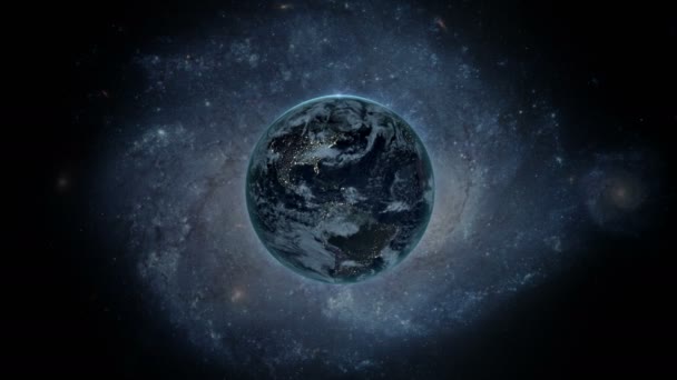 Le lever du soleil sur la terre vu de l'espace. Avec fond étoilé. Animation réaliste 3d — Video