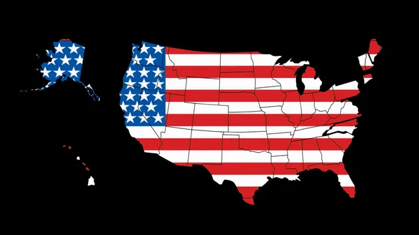 Harta statului american se izolează pe negru. Redare 3d — Fotografie, imagine de stoc