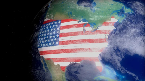 USA kaart contouren vanuit de ruimte. gerelateerd aan de Verenigde Staten geografie, reizen, toerisme of politiek. 3D-rendering — Stockfoto