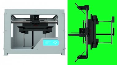 2 1'video. 3d yazdırma aygıtını bir model oluşturma. Tüm süreç hız. yeşil ekran animasyon