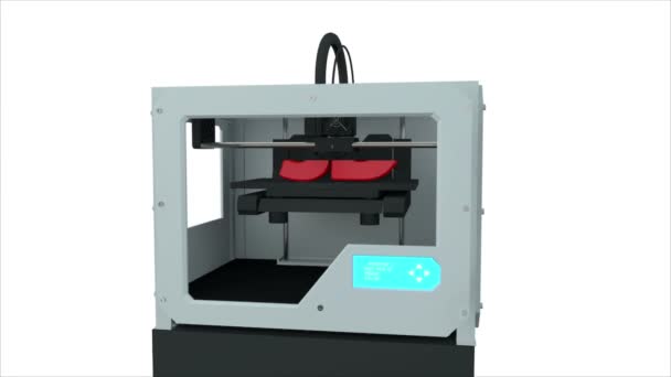 Dispositivo di stampa 3D che crea un testo 3D. L'intero processo è accelerato. Animazione realistica — Video Stock