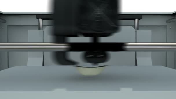 3D tiskové zařízení, které vytvořit model lebky. Celý proces se zrychlil. Realistické animace. — Stock video
