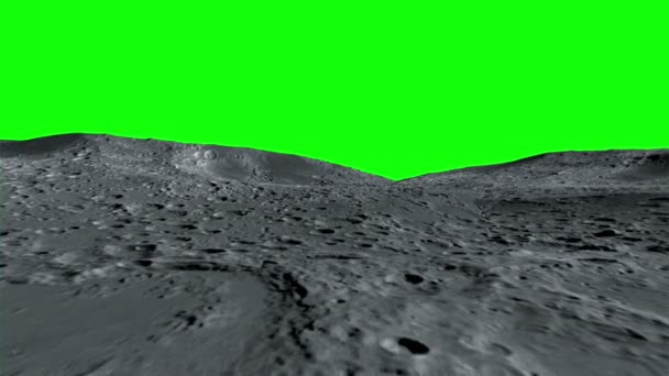 A superfície lunar. Animação de mosca. Imagens de tela verde — Vídeo de Stock