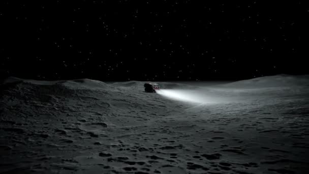Mond-Rover auf dem Mond. Weltraumexpedition. realistische 3D-Animation. — Stockvideo