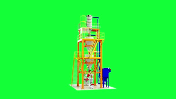 穀物の穀物の貯蔵のためのタンク。サイロ構造。緑色の画面で回転 — ストック動画