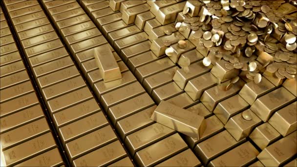 Gold Bars realistic 3D animation — Stock Video