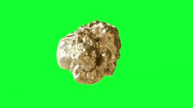 Altın nuggets yakın çekim. 3D animasyon döndürün. yeşil ekran