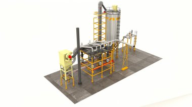 tahıl tahıl ambarı depolama tankları. İnşaat silolar. Beyaz izole