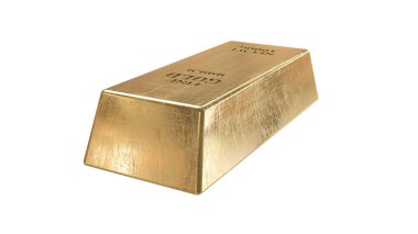 Altın Bar. 3D gerçekçi render. beyaz izole.