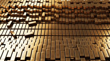 Altın çubuklar 3d gerçekçi render