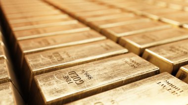 Altın çubuklar 3d gerçekçi render