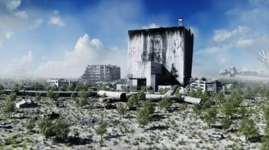 Apocalipse görünümü. Mahşer günü görüntüsü. konsept. 3d oluşturma.