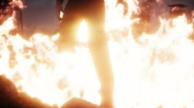 Mahvolmuş bir kıyamet şehrindeki zombi. Mahşer günü görüntüsü. Zombi kıyameti var. Gerçekçi 4k animasyonu.