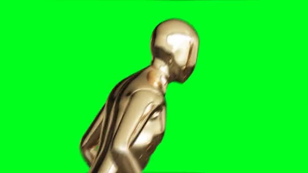 Animation de personnage homme d'or. Isoler sur écran vert. — Video