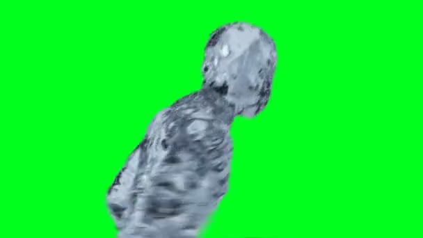 Hielo, animación de personajes de hombre de vidrio. Aislar en pantalla verde. — Vídeo de stock