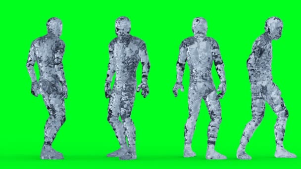 Ledová animace postav sklářského muže. Izolovat na zelené obrazovce. — Stock video