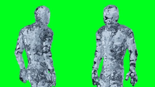 Ledová animace postav sklářského muže. Izolovat na zelené obrazovce. — Stock video