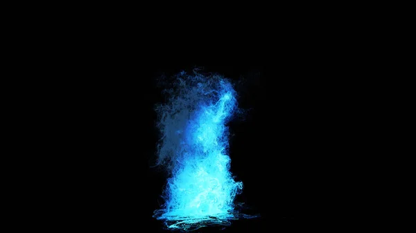 Η μαγική μπλε φωτιά απομονώνεται στο σκοτάδι. 3d απόδοση. — Φωτογραφία Αρχείου