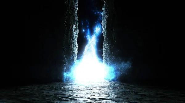 Μαγεία, φωτεινή πύλη με σωματίδια. Νεράιδα. Ρεαλιστικό animation 4k. — Φωτογραφία Αρχείου