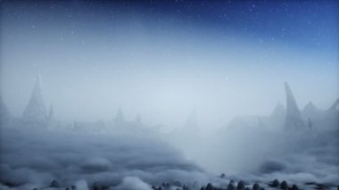 Uzaylı yumurtaları yabancı gezegende. Mars yüzeyi. UFO konsepti. Gerçekçi 4k animasyonu.