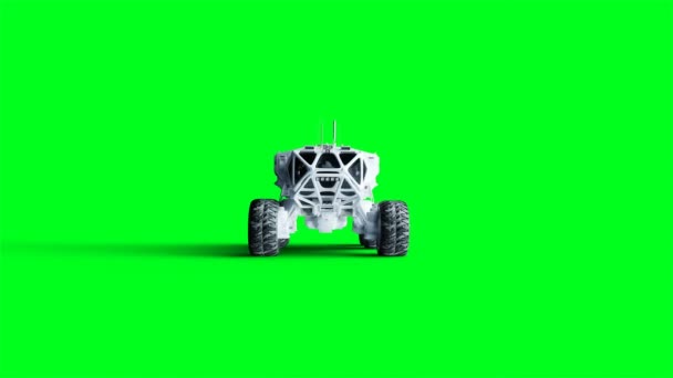 Rover isolate on green screen. Realistic 4k animation. — Stock Video