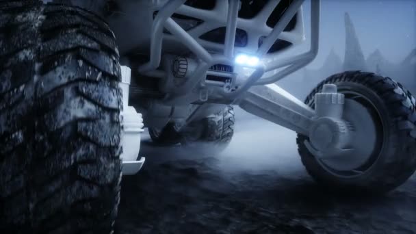 Rover en el planeta alienígena. Superficie Marte. Animación 3D realista. — Vídeo de stock