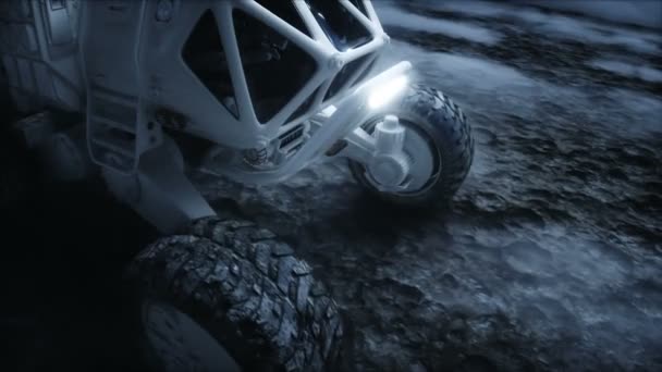 Ровер на чужой планете. Поверхность Марса Реалистичная 3D анимация. — стоковое видео