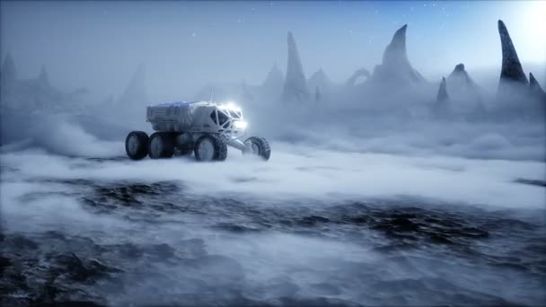 Rover pe planeta extraterestră. Suprafaţa lui Marte. Animație realistă 3D . — Videoclip de stoc