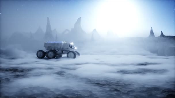 Rover no planeta alienígena. A superfície de Marte. Animação 3D realista. — Vídeo de Stock