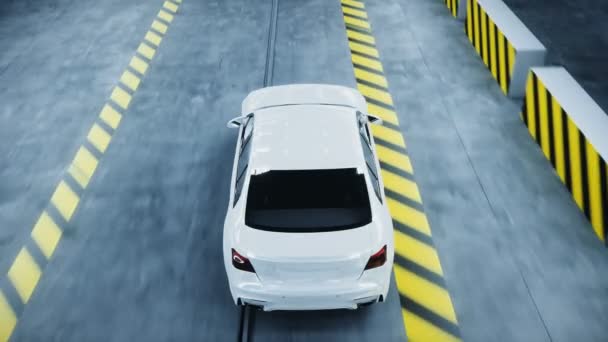 Generisk 3d bilkrocktest. Bilförstöring. Realistisk 4k-animation. — Stockvideo