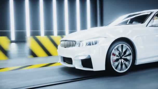 Generieke 3d auto ongeluk test. Auto vernietiging. Realistische 4k animatie. — Stockvideo