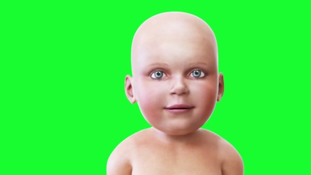 Bebé que habla raro, niños. Animación realista de pantalla verde. — Vídeos de Stock