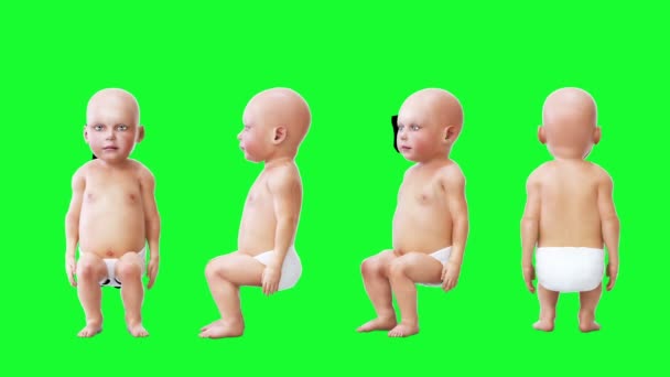 Bébé drôle, les enfants. Écran vert animation réaliste. — Video