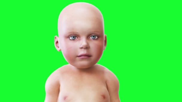 Bebé gracioso, niños. Animación realista de pantalla verde. — Vídeo de stock