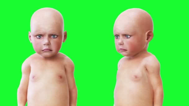 Traurig sprechendes Baby, Kinder. Realistische Green-Screen-Animation. — Stockvideo