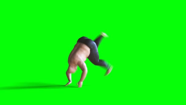 Komik dans eden şişko. Gerçekçi yeşil ekran animasyonu. — Stok video