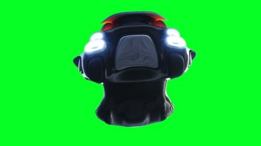 Fütürist bilim kurgu uçan araba. Gerçekçi 4k yeşil ekran animasyonu. İzole et.