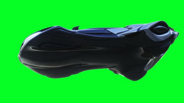 Futuristic sci fi flying car. Realistic 4k green screen animation. Isolate. — Stock Video