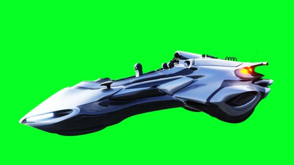 Futuristic sci fi flying car. Realistic 4k green screen animation. Isolate. — Stock Video