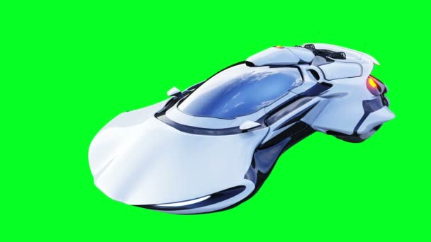 Futuristica sci fi volante. Animazione realistica dello schermo verde 4k. Isolato. — Video Stock