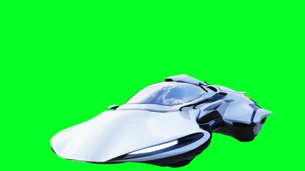 未来的科幻小说飞车。现实的4k绿色屏幕动画。隔离的. — 图库视频影像