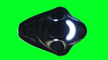 Fütürist bilim kurgu uçan araba. Gerçekçi 4k yeşil ekran animasyonu. İzole et